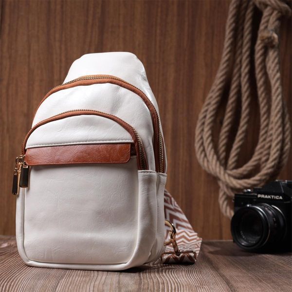 Жіноча сумка з однією лямкою через плече з гладкої екошкіри Vintage 22768 Біла b22768 фото