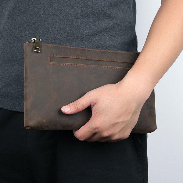 Красивая барсетка мужская в коже Crazy horse Vintage 14954 Коричневая b14954 фото