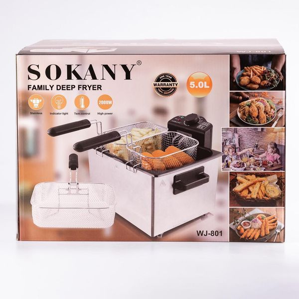 Електрична фритюрниця Sokany WJ-801 на 5 л професійна електрофритюрниця 2100 Вт настільна WJ801 фото