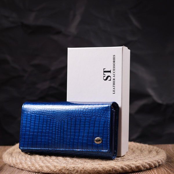 Жіночий гаманець із лакованої шкіри з візитницею ST Leather 19404 Синій b19404 фото