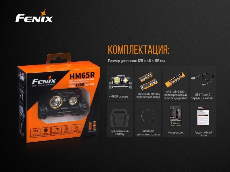 Налобный фонарик Fenix HM65R 1000лм IP68 L703298 фото