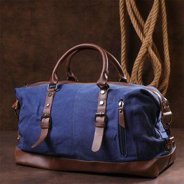 Дорожня сумка текстильна середня Vintage 20084 Синя 46х25х20 см b20084 фото