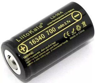 Акумулятор LiitoKala Lii-16A 16340 700mah (Чорний) L703365 фото