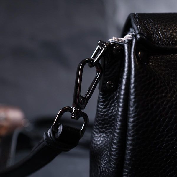 Жіноча шкіряна сумка із трикутним клапаном Vintage 22254 Чорна b22254 фото