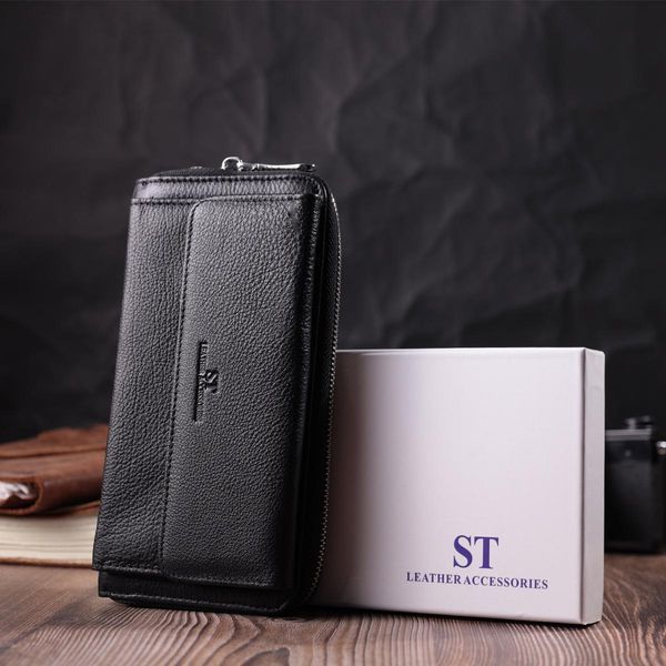 Функциональный кошелек-клатч унисекс из натуральной кожи ST Leather 22529 Черный b22529 фото