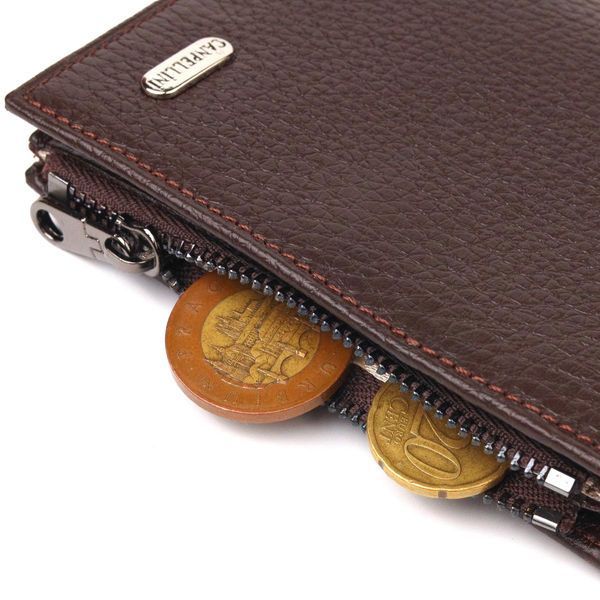 Мужской вертикальный кошелек из натуральной кожи CANPELLINI 21674 Коричневый b21674 фото