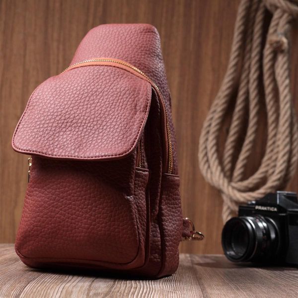 Жіноча сумка з однією лямкою через плече з зернистої екошкіри Vintage 22762 Бордова b22762 фото