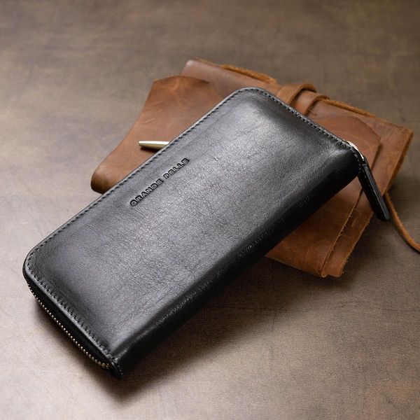 Кожаный женский кошелек на молнии GRANDE PELLE 11562 Черный b11562 фото