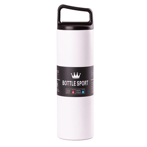 Термос для напитков с ручкой Bottle Sport 500 мл с металлической колбой 24 см Белый LU-HPGM5009W фото