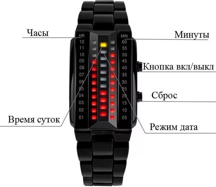 Унікальний бінарний чоловічий годинник Skmei 1035 чорний L10356 фото
