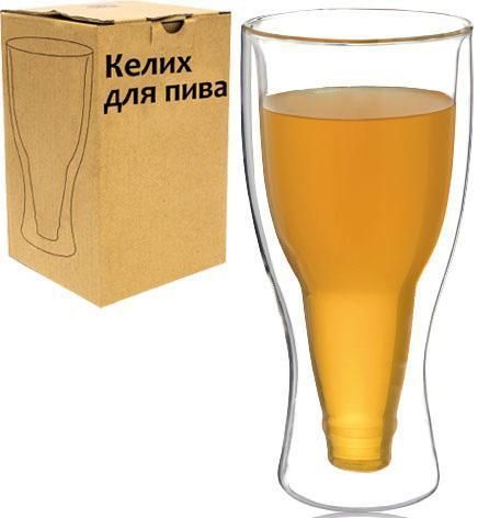 Стакан &laquo;Beer Bottle&raquo; 350мл з подвійними стінками, скляна термокружка ST-202-4 фото