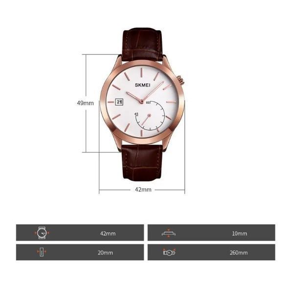 Чоловічий кварцовий годинник Skmei 1581 Prestige коричневий з рожевим L15814 фото