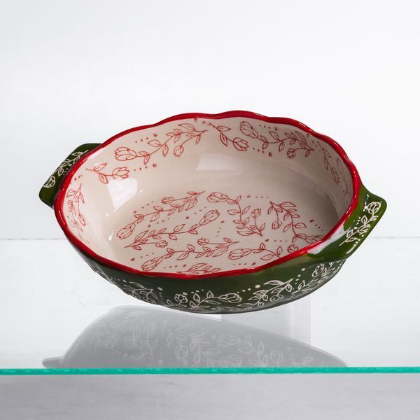 Форма для запікання Vintage 21&times;15&times;5 см овальна з ручками Зелена LU-HM05-01 фото