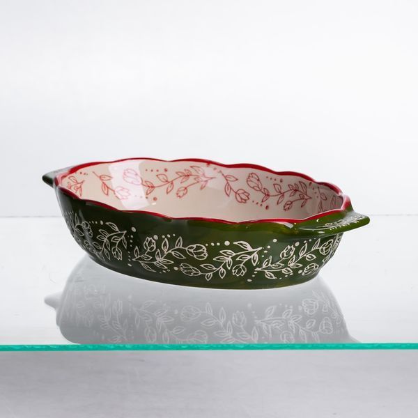 Форма для запікання Vintage 21&times;15&times;5 см овальна з ручками Зелена LU-HM05-01 фото