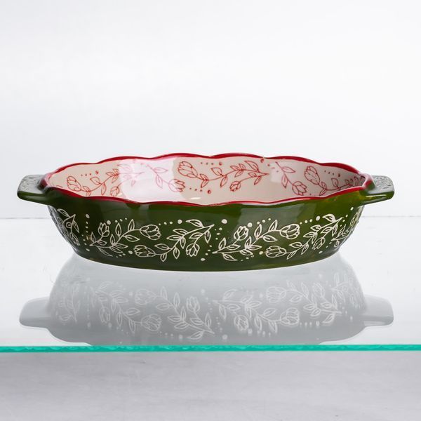 Форма для запікання Vintage 21&times;15&times;5 см овальна з ручками Зелена LU-HM05-01 фото