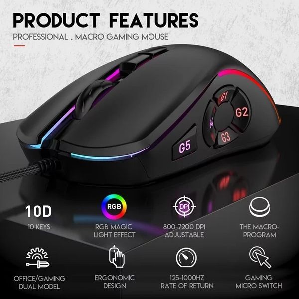 Ігрова провідна миша X9 з RGB підсвічуванням (Чорний) L900686 фото