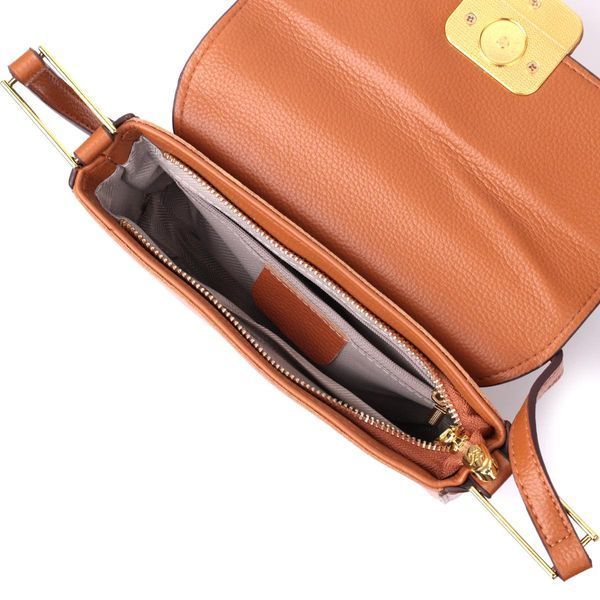 Модная сумка с жестким каркасом из натуральной кожи Vintage 22390 Коричневая b22390 фото