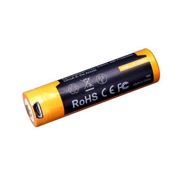 Аккумулятор 18650 Fenix 2600 mAh с micro-usb зарядкой (Черно-желтый) L712727 фото