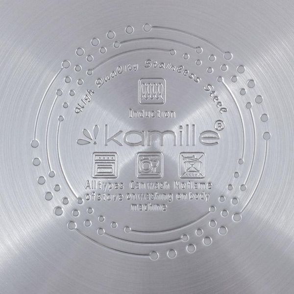 Набір 3 каструлі Kamille Fine Silver Pen 2.1 л, 3.7 л і 6.1 л з нержавіючої сталі зі скляними кришками KM-5911 фото