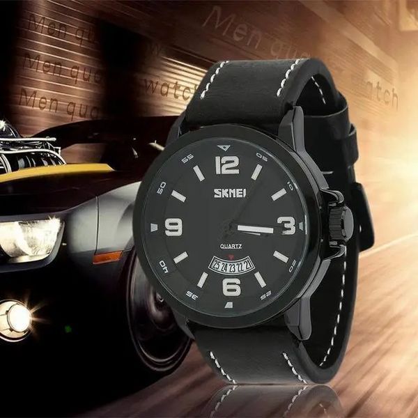 Чоловічий класичний наручний годинник Skmei 9115 Чорний з чорним L91153 фото