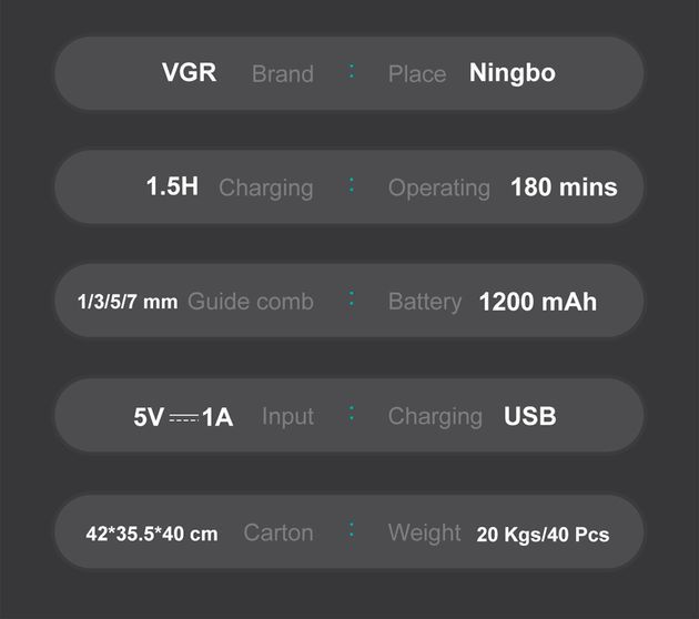 Триммер аккумуляторный VGR V-949 для бороды и носа IPX6 LCD (5 насадок) L718436 фото