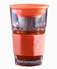 Стакан-заварник ZestGlass 415 мл с металлическим ситечком и силиконовой защитой (оранжевый) PB-1083818 фото
