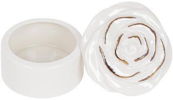 Шкатулка для украшений Bona Jewelry "Роза" фарфоровая 7.4х7.4х5 см белая с золотом BD-727-407 фото