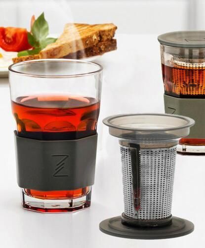 Стакан-заварник ZestGlass 415 мл с металлическим ситечком и силиконовой защитой (оранжевый) PB-1083818 фото