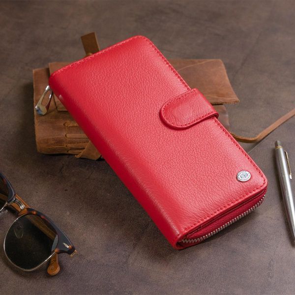 Вертикальный вместительный кошелек из кожи женский ST Leather 19306 Красный b19306 фото