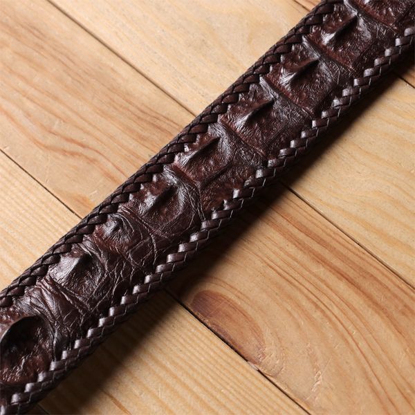 Ремень-автомат мужской CROCODILE LEATHER 18171 из натуральной кожи крокодила Коричневый b18171 фото