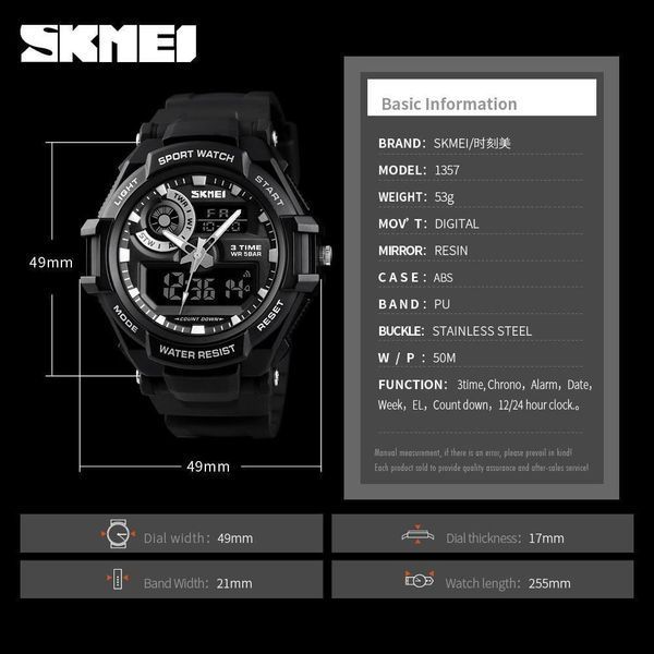 Мужские спортивные наручные часы Skmei 1357 черные L135778 фото