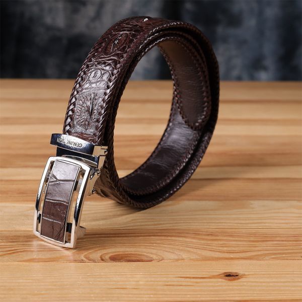Ремень-автомат мужской CROCODILE LEATHER 18171 из натуральной кожи крокодила Коричневый b18171 фото