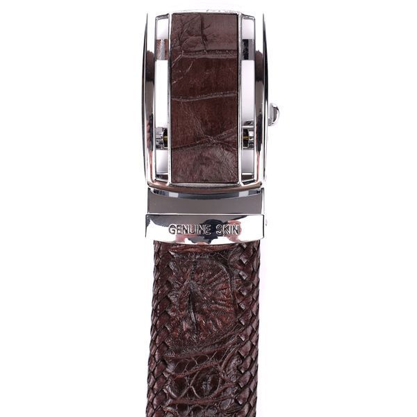 Ремень-автомат мужской CROCODILE LEATHER 18171 из натуральной кожи крокодила Коричневый b18171 фото