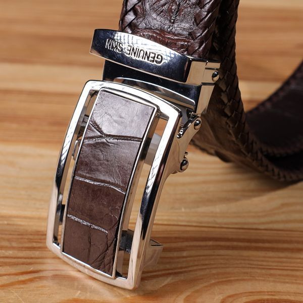 Ремень-автомат мужской CROCODILE LEATHER 18171 из натуральной кожи крокодила Коричневый b18171 фото