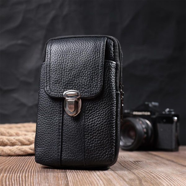 Мужская сумка на пояс из натуральной кожи Vintage 22736 Черный b22736 фото