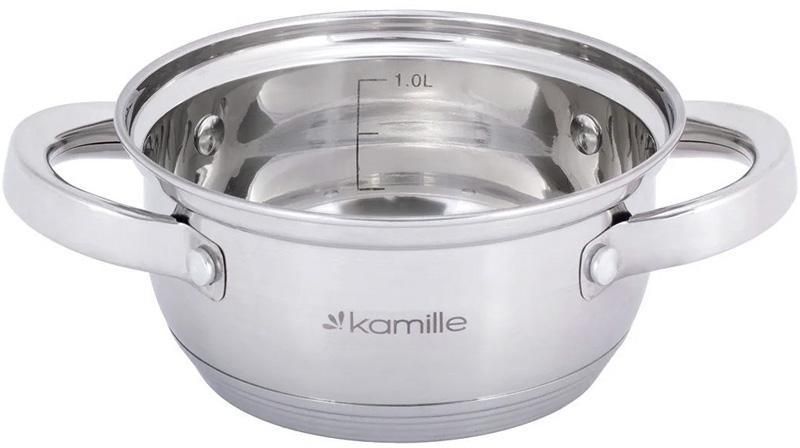 Каструля Kamille Mystery 1л зі скляною кришкою, низька KM-5614S фото