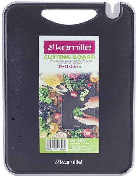 Дошка обробна Kamille Kumamoto пластикова 37x28x0.8см з точилкою для ножів KM-10077 фото