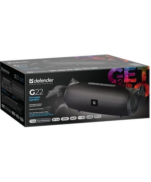 Портативная акустическая bluetooth колонка Defender (1.0) G22 20 Вт TF USB AUX (Черный) L707744 фото