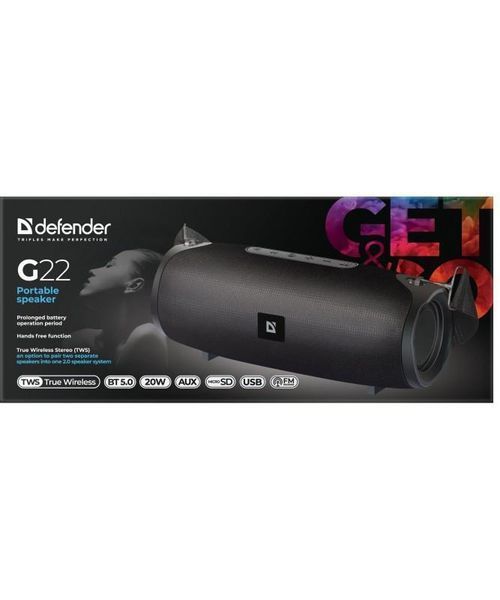 Портативная акустическая bluetooth колонка Defender (1.0) G22 20 Вт TF USB AUX (Черный) L707744 фото