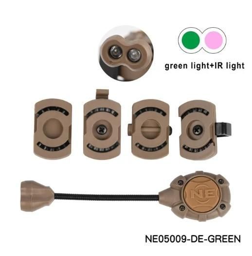 Тактический сигнальный фонарь Wadsn NE-05009-BK-green для шлема Mpls (зеленый + ИК свет) Койот L7033811 фото