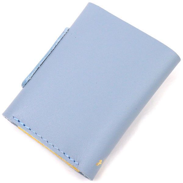 Женское кожаное портмоне в три сложения комби двух цветов Сердце GRANDE PELLE 16731 Желто-голубое b16731 фото