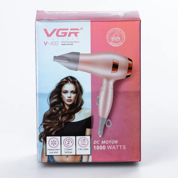 Фен для волосся VGR V-432 з концентратором 1000 Вт Рожевий LU-HPV432P фото