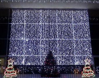 Гірлянда штора завіса Водоспад 3х3 м 280 LED велика лампа 3D (білий шнур, з перехідником) Білий L2006401 фото