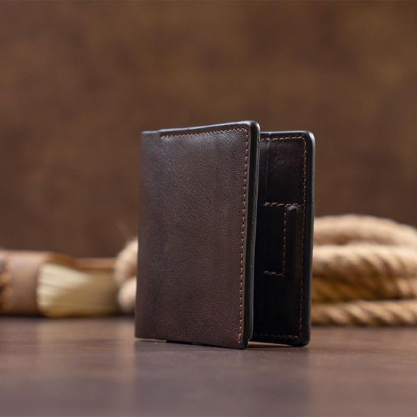 Вертикальное портмоне-кредитница комби в гладкой коже GRANDE PELLE 11328 Коричневое b11328 фото