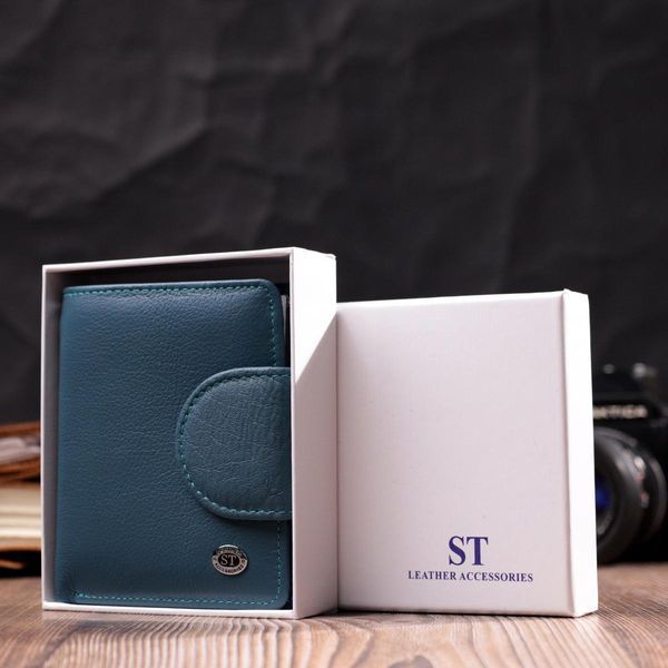 Шкіряне портмоне з монетницею зовні для жінок ST Leather 19457 Бірюзовий b19457 фото