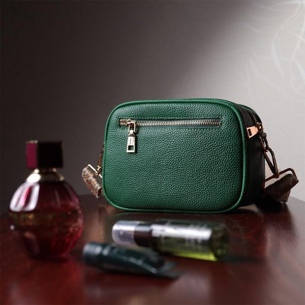 Стеганая женская сумка из натуральной кожи Vintage 22613 Зеленая b22613 фото