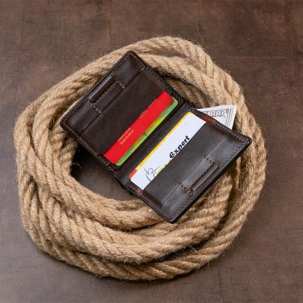 Вертикальное портмоне-кредитница комби в гладкой коже GRANDE PELLE 11328 Коричневое b11328 фото