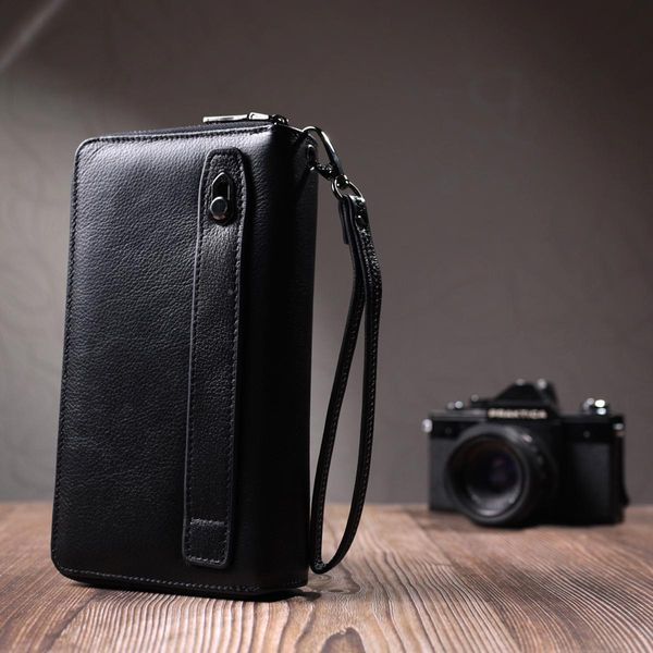 Чоловічий клатч на два відділення із натуральної шкіри ST Leather 22684 Чорний b22684 фото