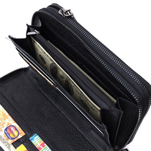 Чоловічий клатч на два відділення із натуральної шкіри ST Leather 22684 Чорний b22684 фото