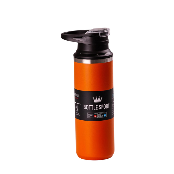 Термос Bottle Sport з напувалкою та ручкою 550 мл металева колба 23 см Помаранчевий HPGM5010O фото